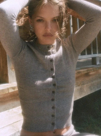 Zenia Long Sleeve Knitted Buttons Cardigan